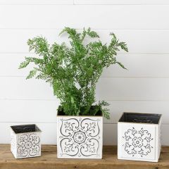 Floral Medallion Metal Container Set of 3