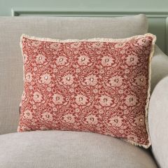 Floral Pattern Brick Red Lumbar Pillow