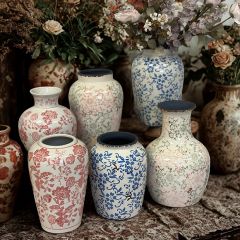 Floral Pattern Ceramic Vessel