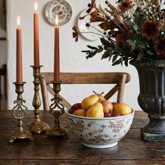 Floral Pattern Glazed Stoneware Bowl