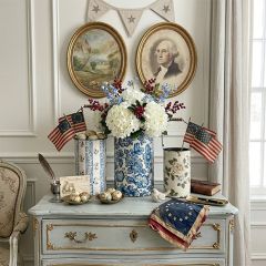 Floral Pattern Handled Metal Buckets Set of 3