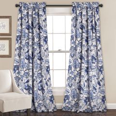 Floral Pattern Room Darkening Curtain Panel Set of 2