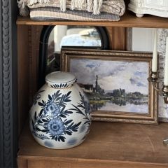 Floral Pattern Stoneware Ginger Jar