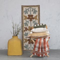 Floral Pattern Tufted Cotton Floor Runner