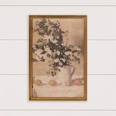 Floral Pitcher With Lemons Still Life Canvas Wall Art