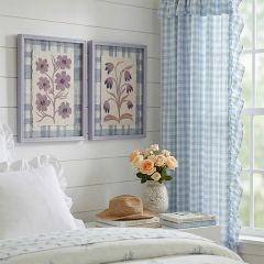 Floral Plaid Wood Framed Glass Wall Decor Set of 2
