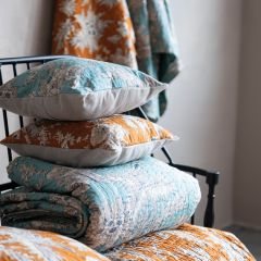 Floral Print Embroidered Throw Blanket and Pillow Collection