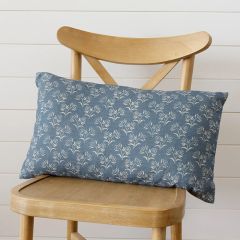 Floral Print Navy Lumbar Pillow