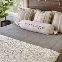 Green Floral Quilted Throw Blanket