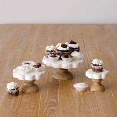 Floral Shaped Wood Riser Set of 3