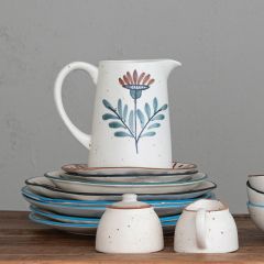 Floral Speckled Stoneware Pitcher
