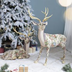 Floral Tapestry Decorative Deer Figure