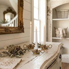 Flower Base Gold Taper Holder Set of 3