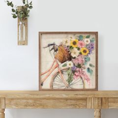 Flower Bike 2 Pink By Nina Blue Framed Wall Decor