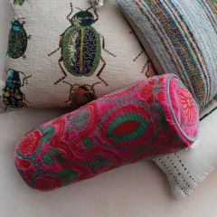 Flower Embroidery Velvet Bolster Pillow