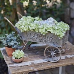 Flower Market Rustic Metal Decorative Wheelbarrow