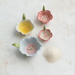 Flower Shaped Stoneware Condiment Bowl Set of 4