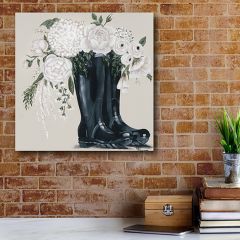 Flowers In Boots Canvas Wall Art