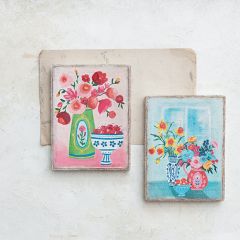 Flowers In Vases Framed Canvas Wall Art Set of 2