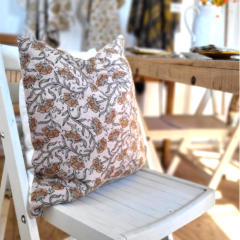 Flowing Floral Block Print Accent Pillow