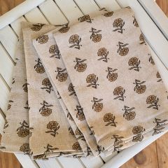 Flowing Floral Block Print Napkin Set of 4