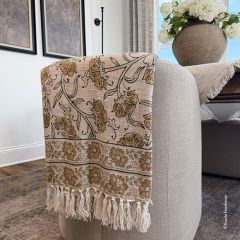 Flowing Floral Block Print Throw Blanket
