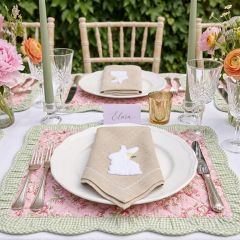 Fluffy Bunny Embroidered Napkin Set of 4