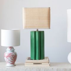 Fluted Base Table Lamp With Raffia Shade
