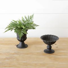 Fluted Black Mini Urn Set of 2