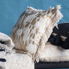 Foil and Fringe Heart Applique Throw Pillow