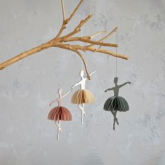 Folding Honeycomb Ballerina Ornaments Set of 3