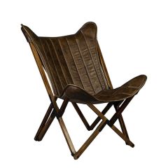 Folding Leather Accent Chair