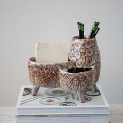 Footed 3 Compartment Stoneware Planter