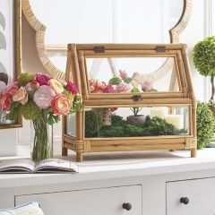 Footed Faux Bamboo Terrarium Display