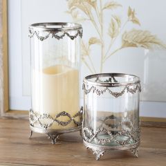 Footed Filigree Hurricane Glass