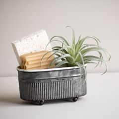 Footed Galvanized Mini Trough Planter