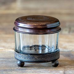 Footed Glass Lidded Trinket Jar