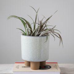 Footed Reactive Glaze Stoneware Pot