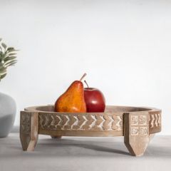 Footed Round Wooden Riser