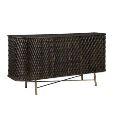 Footed Woven Acacia Wood Buffet Table