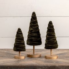 Forest Green Velvet Wrapped Cone Tree