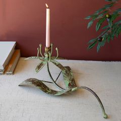 Forged Iron Floral Taper Candle Holder