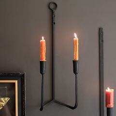 Forged Iron Wall Sconce Set of 2 Double Taper