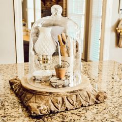 Found Carved Wood Pillar Base 17 Inch