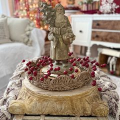 Found Carved Wood Pillar Base 17 Inch