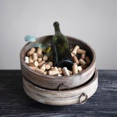 Found Wood Bowl With Ring Handles