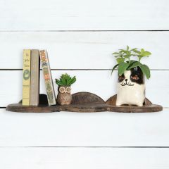 Found Wood Triple Breadboard Wall Shelf