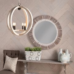 Four Bulb Wood Sphere Pendant Light