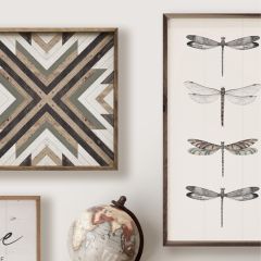 Four Dragonflies Framed Wood Wall Art