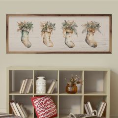 Four Neutral Filled Stockings Whitewash Wall Art